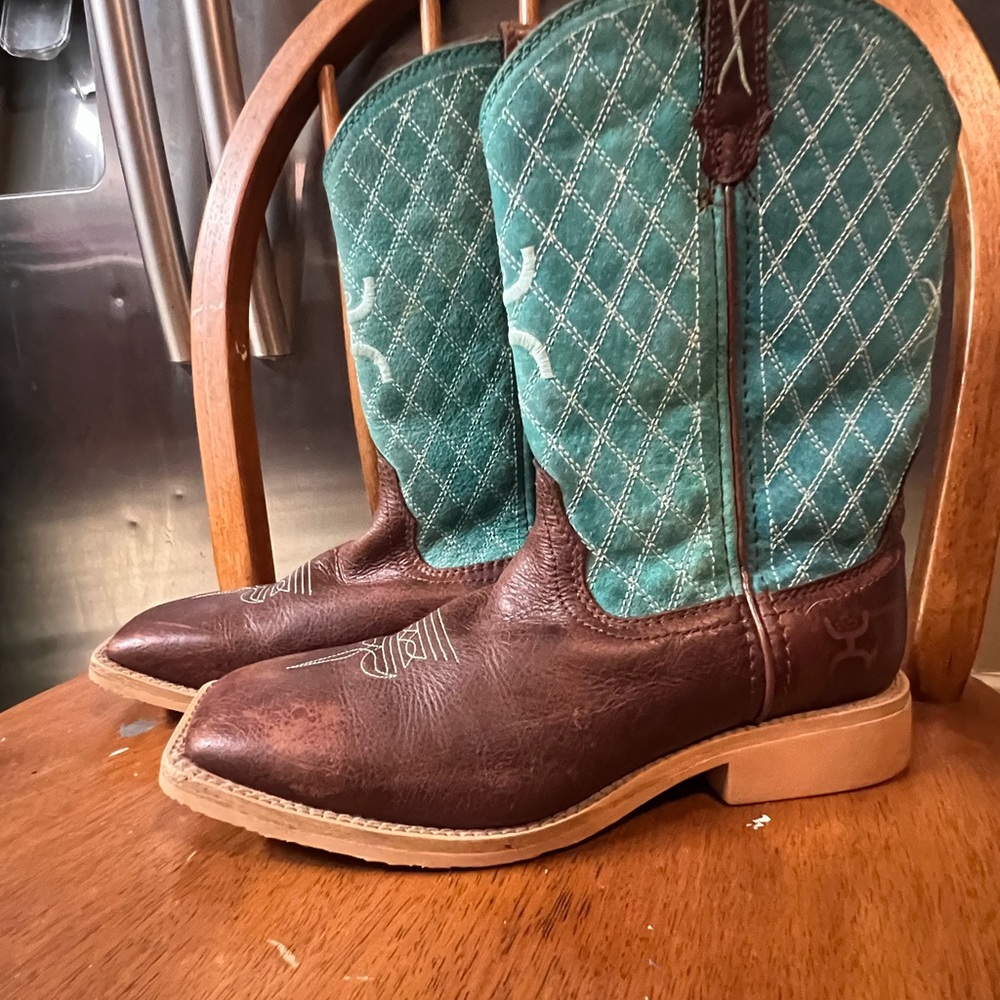 Twisted X Women’s Cowboy boots dark brown leather and turquoise/blue tops